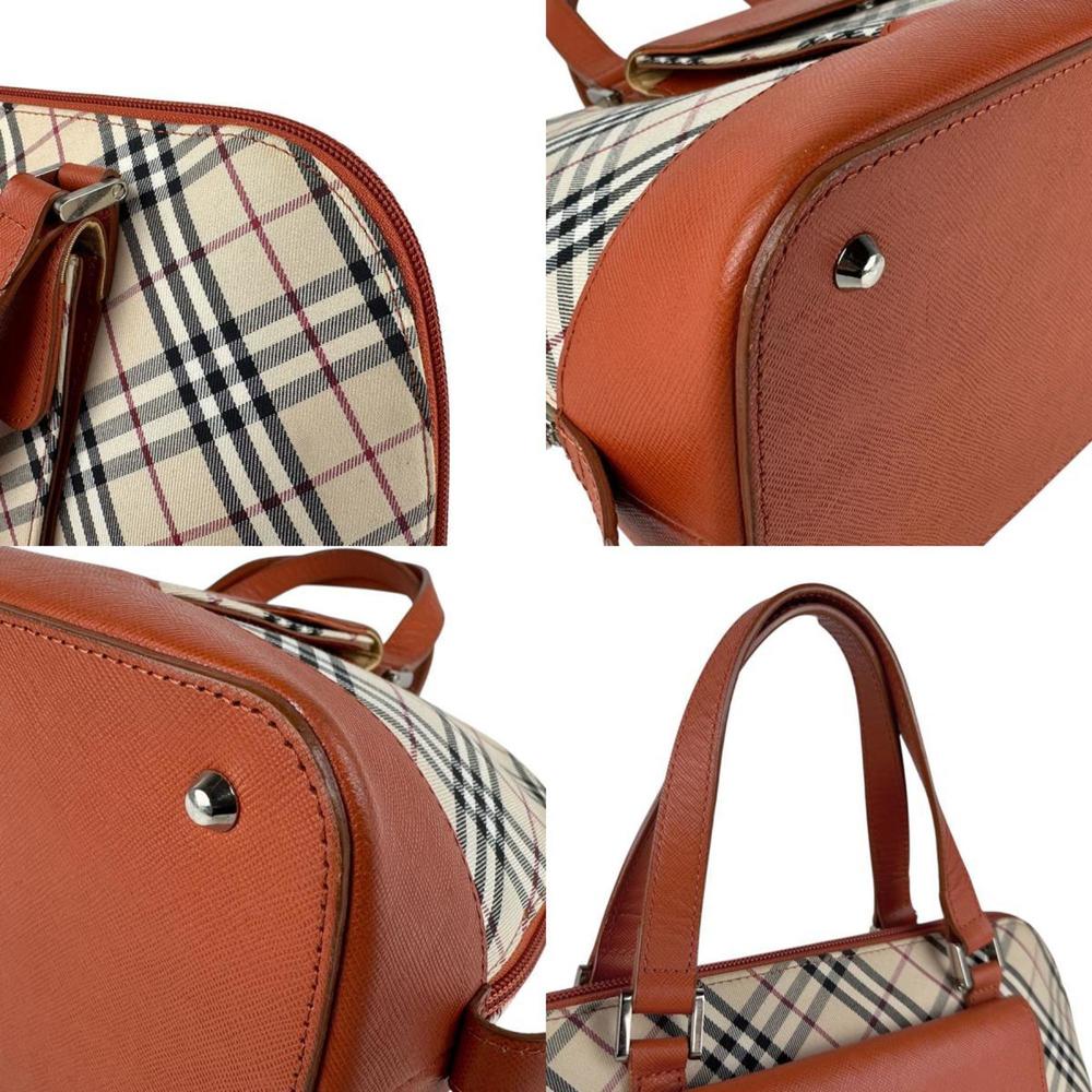 Burberry Handbag Canvas Leather Beige Orange Silver Women's Z6566 - Picture 4 of 5